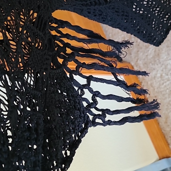 **HOST PICK** CHARMING CHARLIE CROCHET BLACK OPEN CARDIGAN SIZE L - Picture 4 of 6